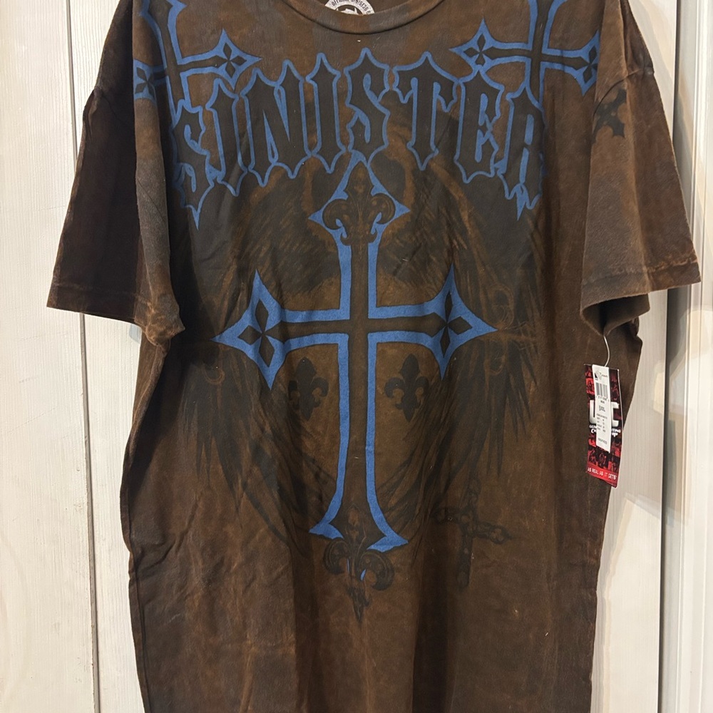 Sinister Brand Stonewashed Brown Graphic T-Shirt for Men-2XL